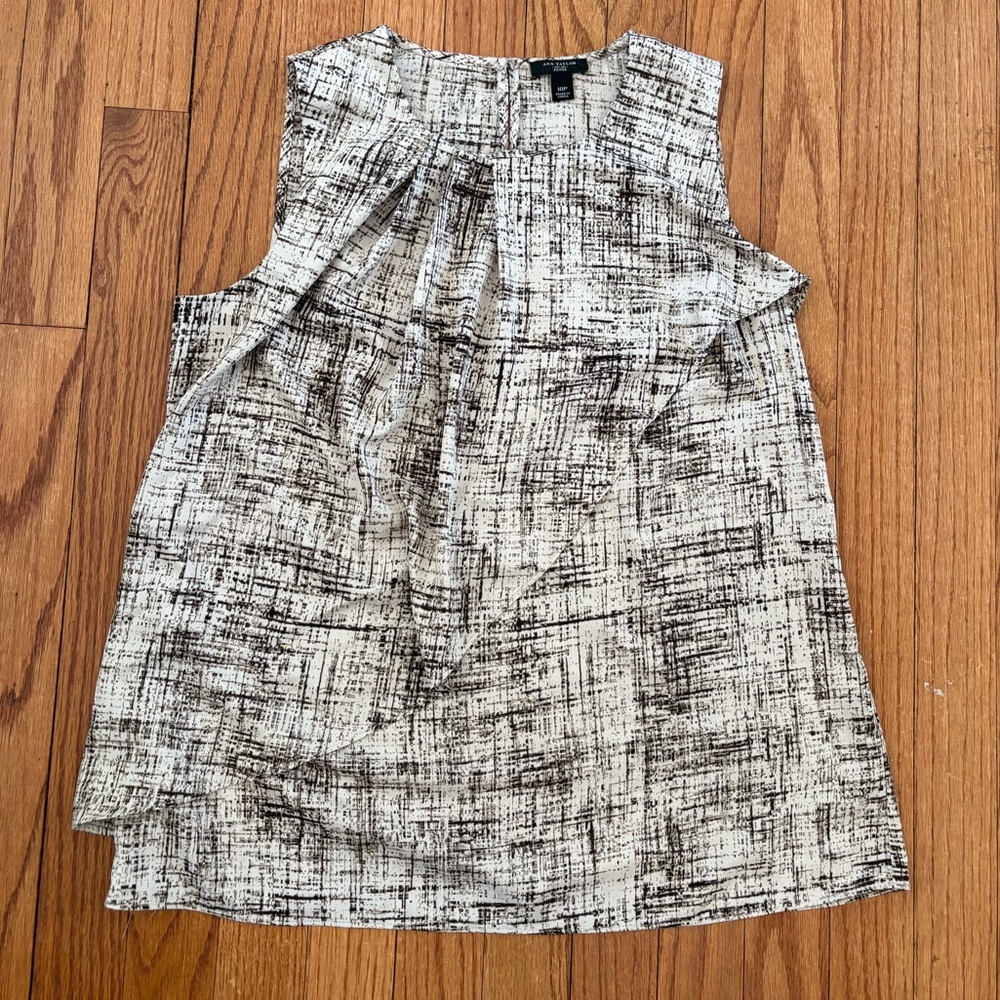 Ann Taylor Cream and Brown Sleeveless Blouse